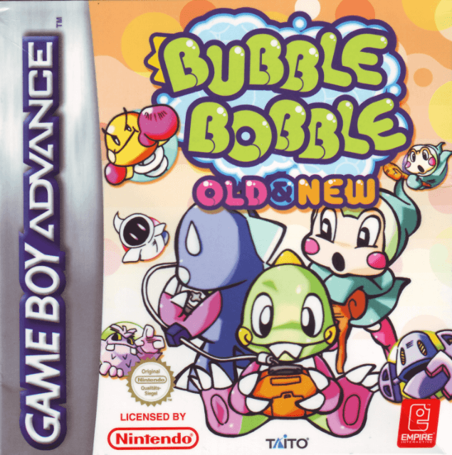 Bubble Bobble Old and New box art for GameBoy Advance